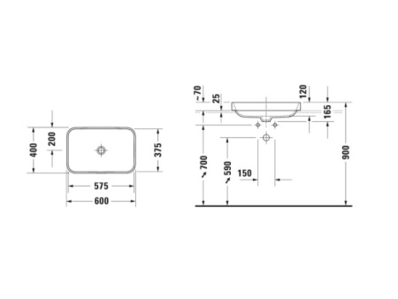 раковина в ванную накладная duravit happy d.2 plus 60 см 2359606100 антрацит матовый