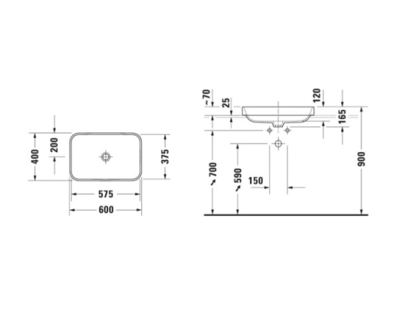 раковина в ванную накладная duravit happy d.2 plus 60 см 2359606100 антрацит матовый