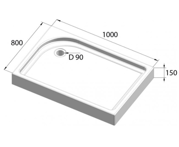 душевой поддон 100x80 см belbagno tray tray-bb-ah-100/80-15-w-l с антискользящим покрытием, цвет белый