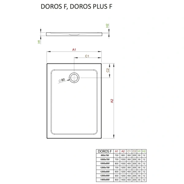 акриловый поддон 140x80 см radaway doros f sdrf1480-01