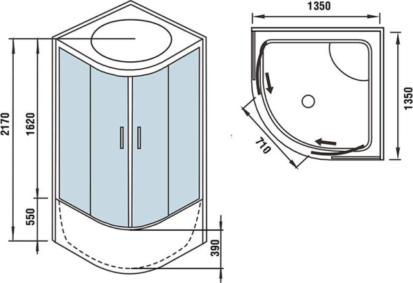 душевой бокс weltwasser ww500 emmer 13555 135x135 10000003290 профиль хром стекло прозрачное