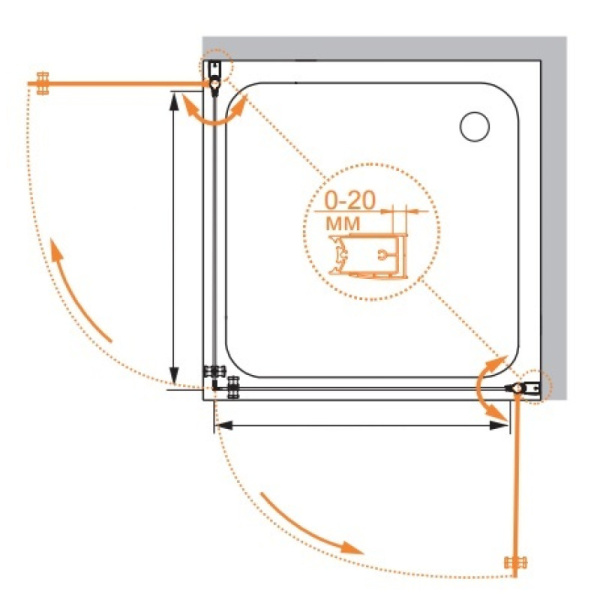 душевой уголок cezares elena 70x70 прозрачное стекло elena-w-a-2-70-c-cr