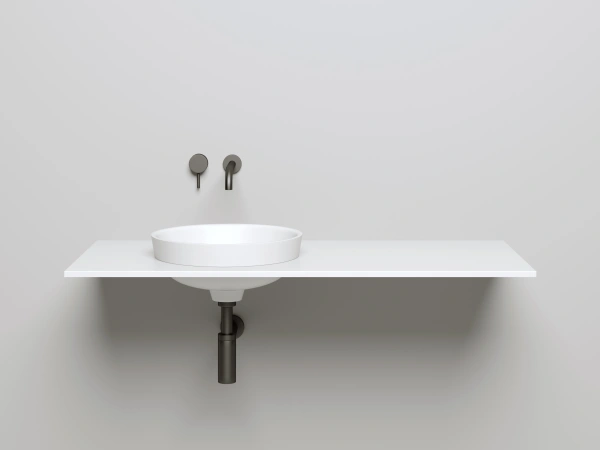 раковина salini marea 03 1802203m полувстраиваемая, ø41.5 см, из искусственного камня s-stone, белая матовый