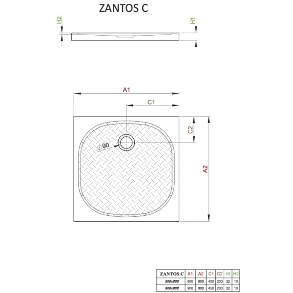 душевой поддон из литьевого мрамора 80x80 см radaway zantos c m3znc8080-06