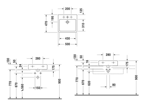 раковина накладная/подвесная 50 см duravit vero 0454500028