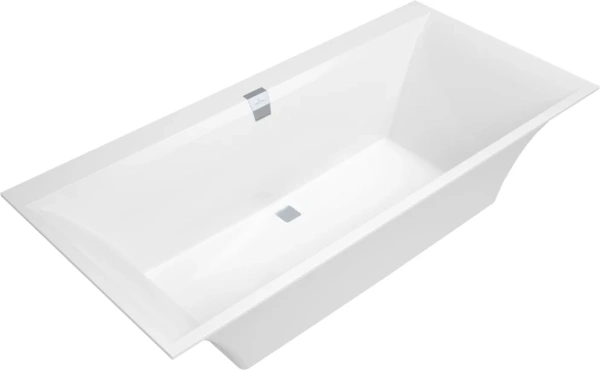 квариловая ванна villeroy & boch squaro edge 12 ubq190sqe2dv-01 190x90 см, встраиваемая, цвет альпийский белый, на ножках, со сливом-переливом
