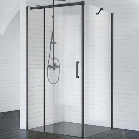 Душевой уголок BelBagno Acqua 120х90 ACQUA-AH-1-120/90-C-NERO профиль Черный стекло прозрачное