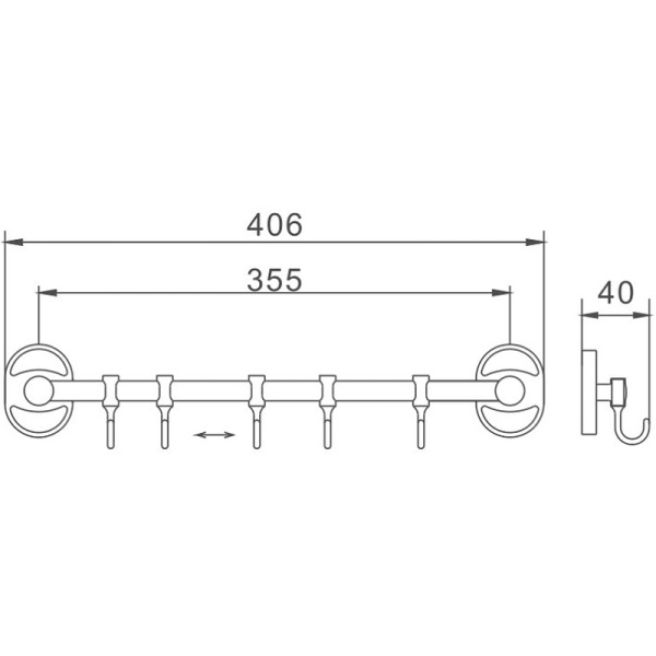 Вешалка для полотенец Haiba HB1915-5 цвет хром