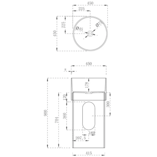 раковина напольная 45x45 см abber kristall at2701aquamarin-h