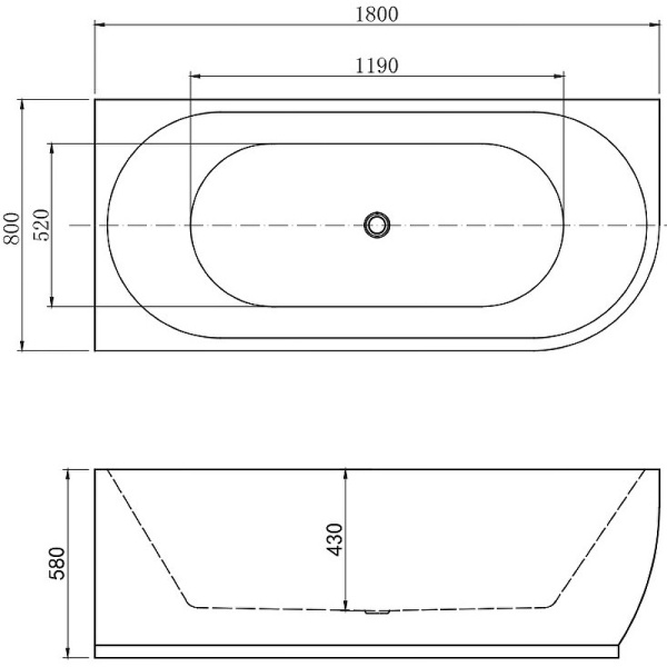 акриловая ванна aquanet elegant a 180х80 арт.3805-n-mw код 260054, цвет белый матовый