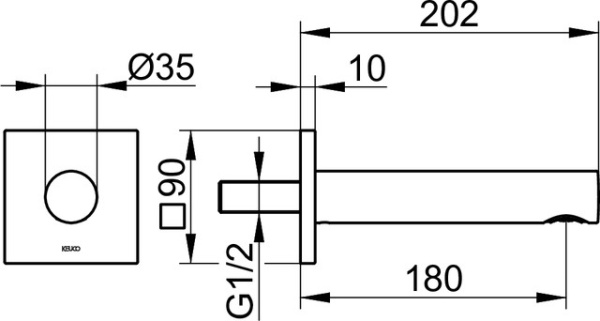 излив для ванны 202 мм keuco ixmo 59545 370102 черный матовый