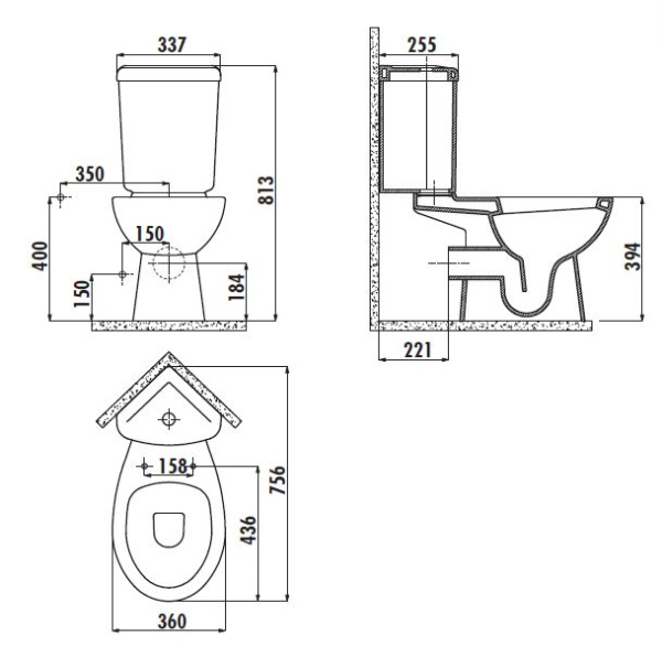 унитаз-компакт угловой creavit corner sd310-11cb00e-0000/sd440-00cb00e-0000