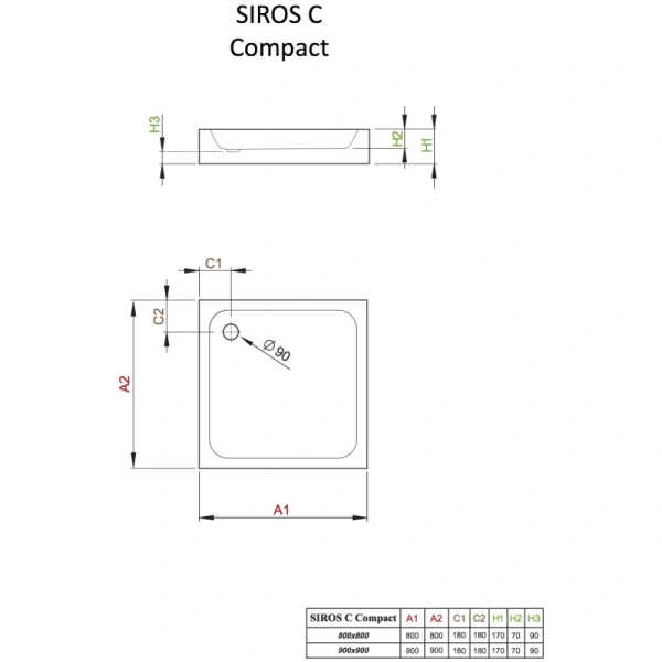 акриловый поддон 90x90 см radaway siros c compact sbc9917-2