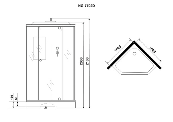 душевая кабина niagara luxe 100x100 ng-7702dm без гидромассажа