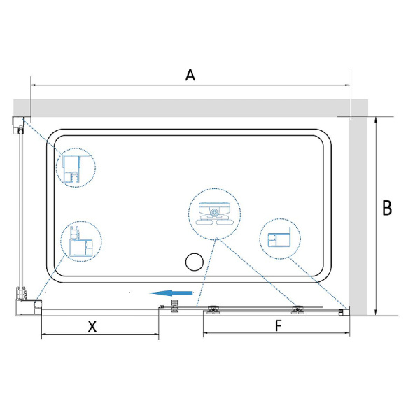 душевой уголок rgw classic cl-48-1b 130x100 320948130-014 профиль черный стекло прозрачное