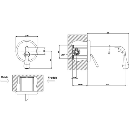 смеситель gessi goccia 33684#279 для раковины