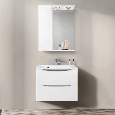 Зеркало со шкафом BelBagno MARINO-SPC-600/750-1A-BL-P-L 60 с подсветкой Bianco Lucido