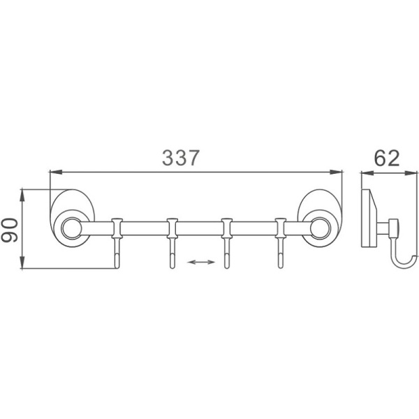 Вешалка для полотенец Haiba HB1615-4 цвет хром