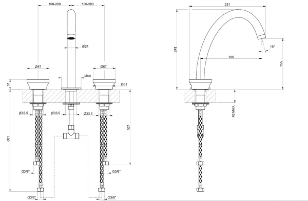 смеситель для раковины gessi origini 
 66014#845 темная бронза
