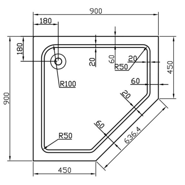 акриловый поддон 90x90 см vincea vst-2ap-9090