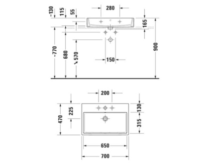 раковина подвесная duravit vero air 70 см 2350700027