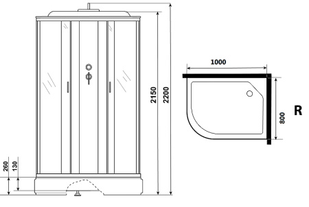 душевая кабина niagara classic 100х80 r ng-33084-14rf с гидромассажем