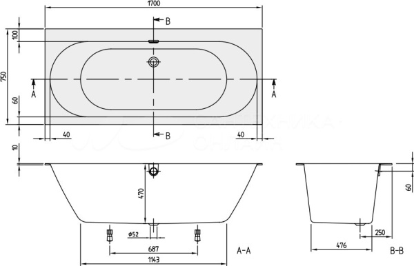 квариловая ванна villeroy & boch oberon 2.0 170x75 см ubq170obr2dv-01