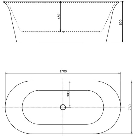 акриловая ванна aquanet family smart 170x78 88778-mw код 00260053, цвет белый матовый