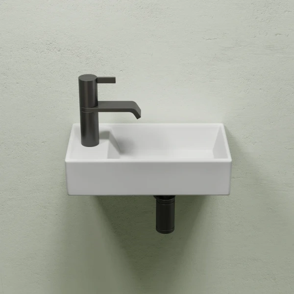 раковина ceramicanova element cn6051rmw подвесная, чаша справа, 41.7х21.7 см, белая матовая