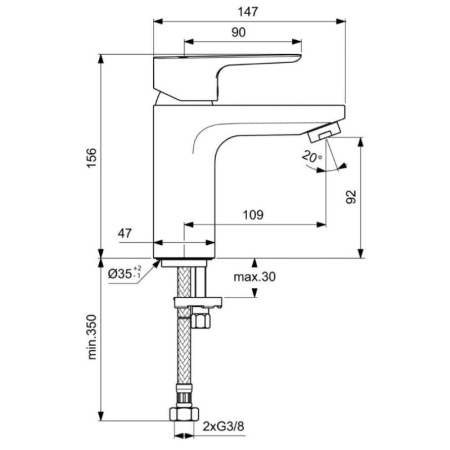 смеситель для раковины ideal standard ceraplan iii slim bc567aa