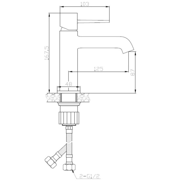 смеситель для раковины без донного клапана orange karl m05-021cr