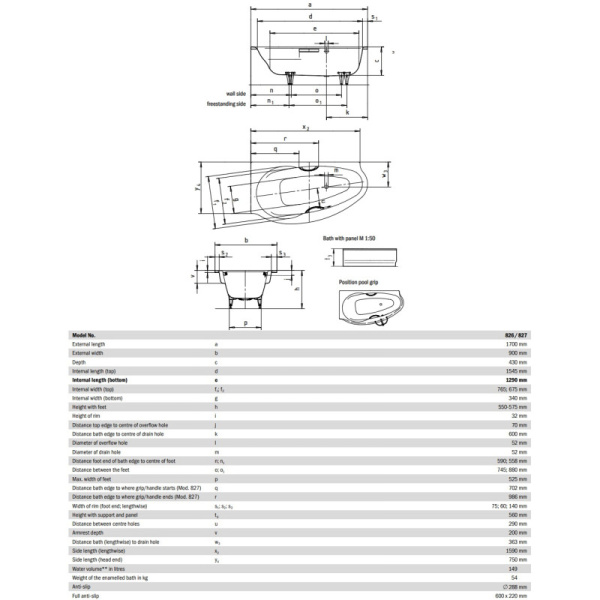 стальная ванна 170х90 см r kaldewei studio 826-1 с покрытием anti-slip и easy-clean