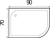 акриловый поддон для душа wemor 90x70x24 l 10000002091 белый