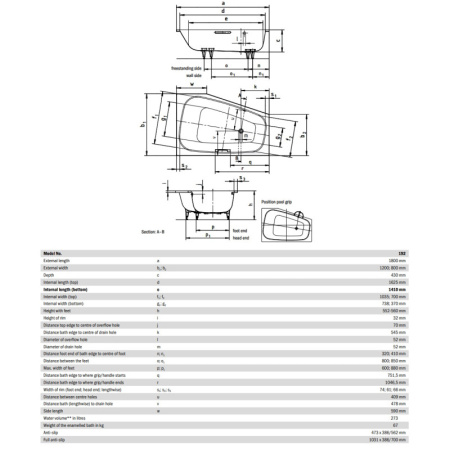 стальная ванна 180х120 см l kaldewei plaza duo 192 standard