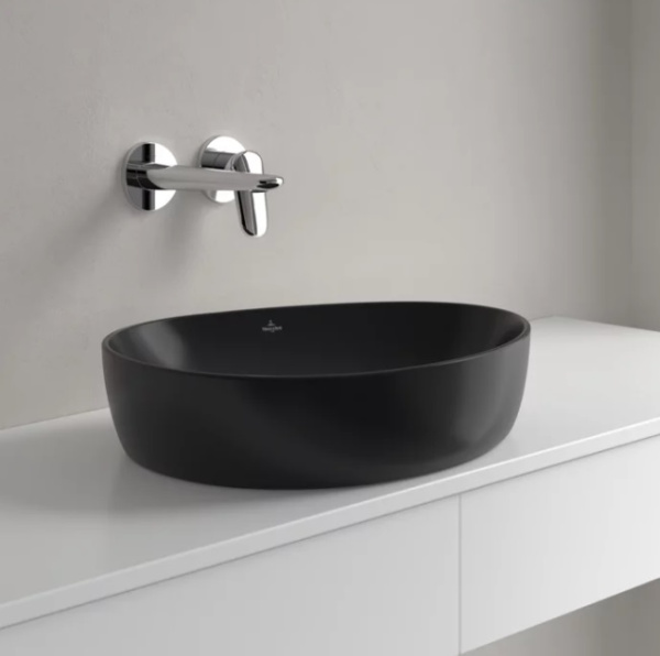 раковина накладная 51 см villeroy & boch antao 4a7351r7, ceramicplus, цвет pure black