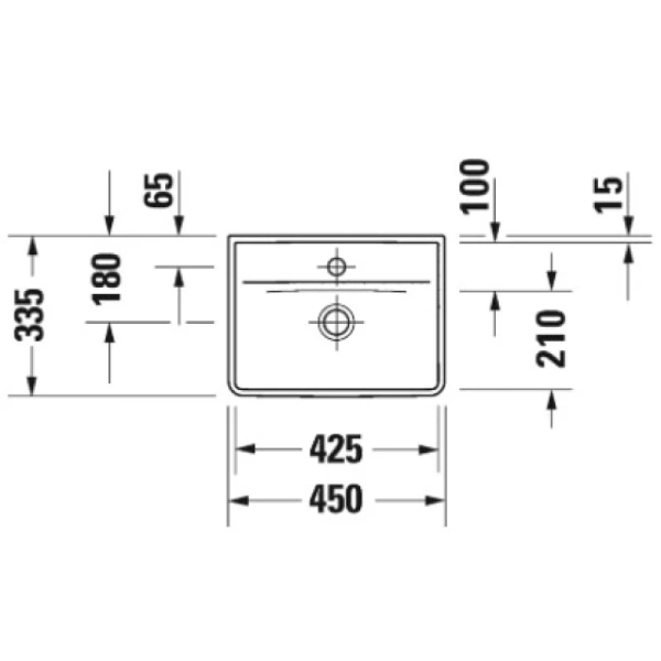 раковина накладная duravit d-neo 45 см 738450041, цвет белый