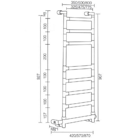 полотенцесушитель электрический margaroli sereno 584-8 box 58447508crb, высота 92.7 см, ширина 57 см цвет хром