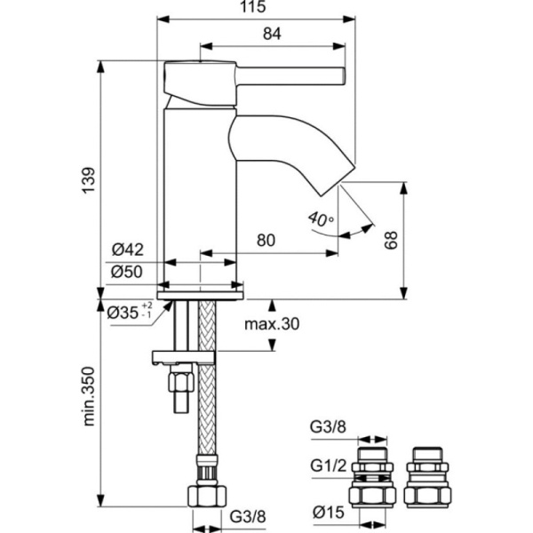 смеситель для раковины ideal standard ceraline bc185aa