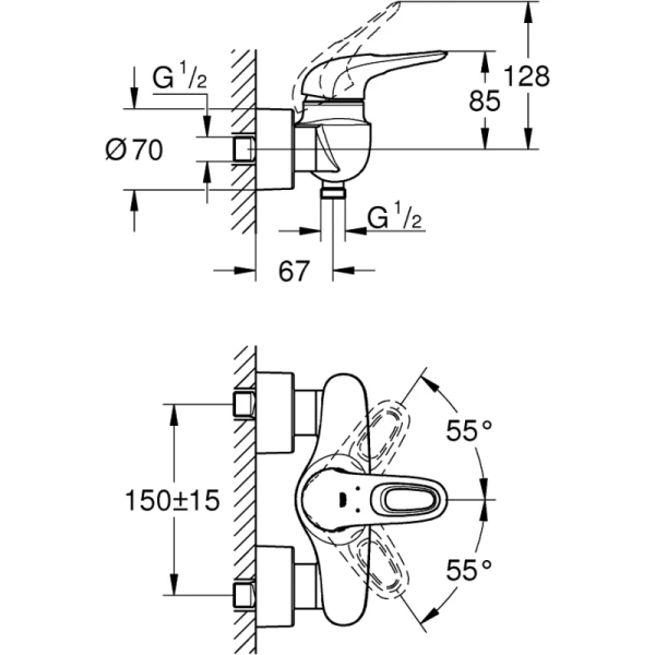 смеситель для душа grohe eurostyle new 33590003