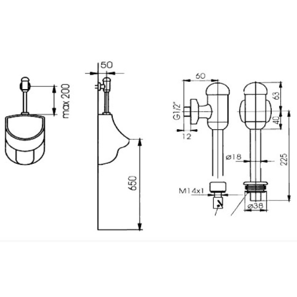 смывное устройство для писсуара ideal standard b6928aa хром