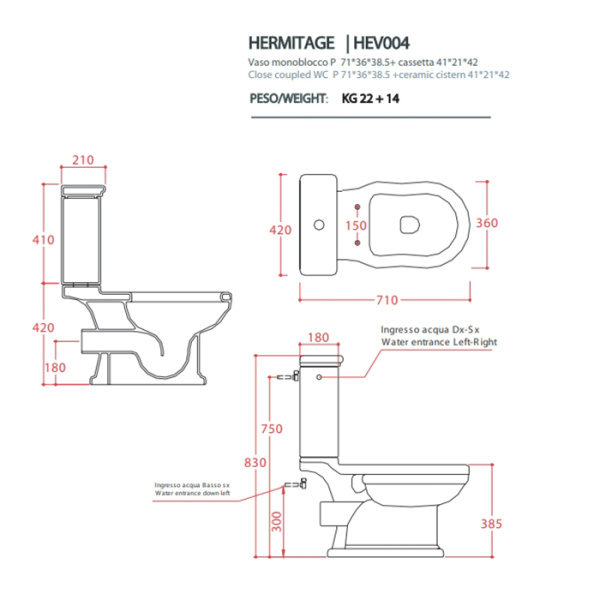 унитаз напольный artceram hermitage hev004 01 00, без сиденья, без бачка, цвет-glossy white