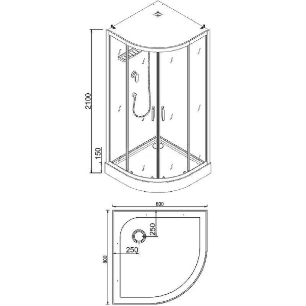 душевая кабина esbano ese-80cr 80x80 eske80cr без гидромассажа