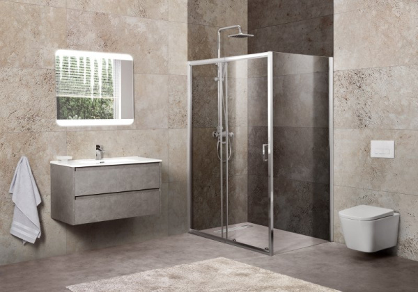 душевой уголок belbagno unique 125х80 unique-ah-1-110/125-80-c-cr профиль хром, стекло прозрачное