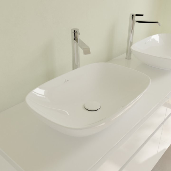 раковина villeroy & boch loop & friends 4a4900r1 накладная, 56x38 см, альпийский белый с покрытием ceramicplus