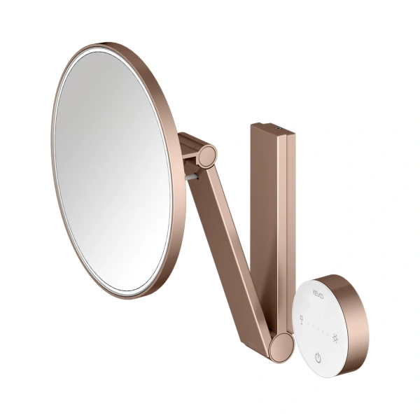 Косметическое зеркало Keuco iLook Move 17612299002 с подсветкой, настенное, увеличение, шлифованное красное золото