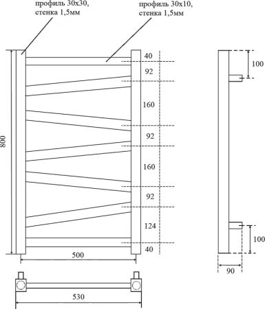 полотенцесушитель point феникс п5 pn15158 водяной, 50x80 см, хром