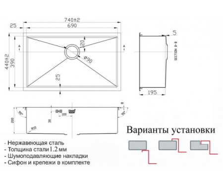 кухонная мойка zorg inox x x-7444