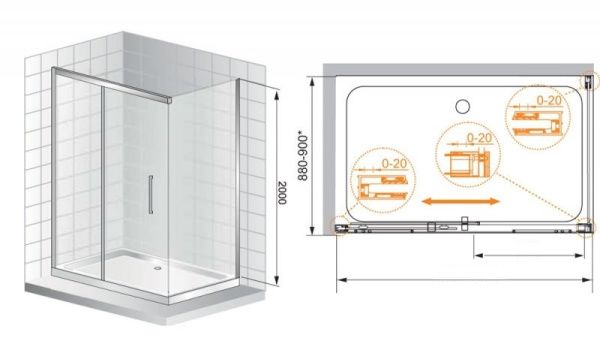 душевой уголок cezares premier-soft 130x90 прозрачное стекло premier-soft-w-ah-1-130/90-c-cr-iv