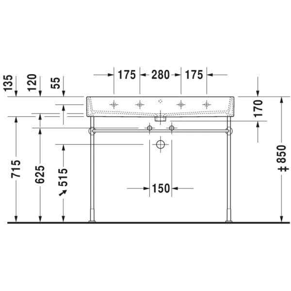 раковина накладная/подвесная 100 см duravit vero air 235010 00 00