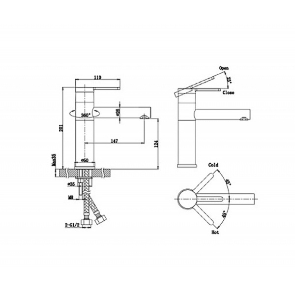 смеситель для раковины bravat black f1410445bw-rus черный